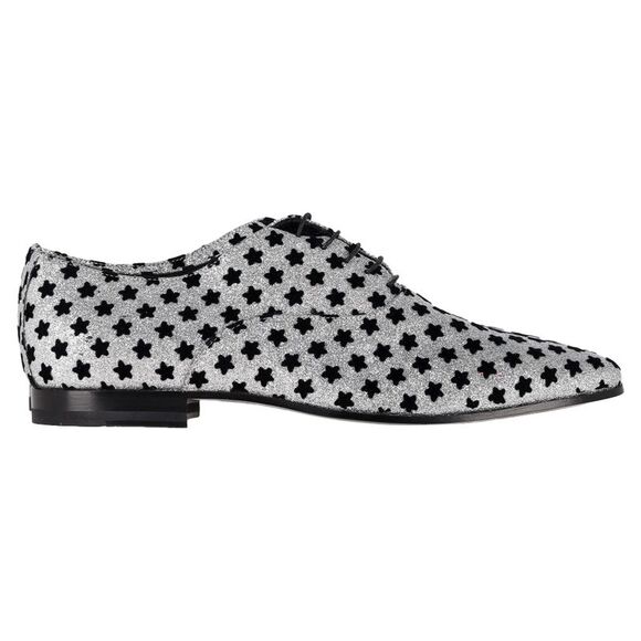Saint Laurent Star Print Oxfords in Silver Glitter